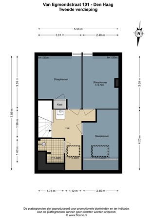 Van Egmondstraat 101, 2581 XK Den Haag - Van Egmondstraat 101 - Den Haag - 2e_verdieping - 2D.jpg