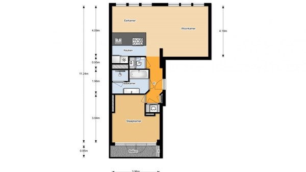 Floorplan - Utrechtsedwarsstraat 99-3, 1017 WD Amsterdam