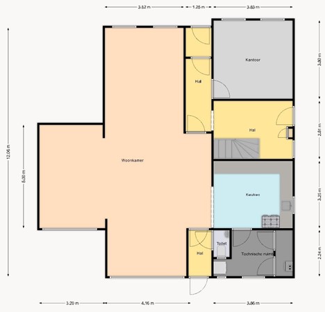 Dorpsstraat 15, 2973 AB Molenaarsgraaf - Plattegrond begane grond.JPG