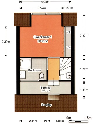 Ringdijk 80, 2982 XH Ridderkerk - Ringdijk 80 plattegrond 1e verdieping.jpg