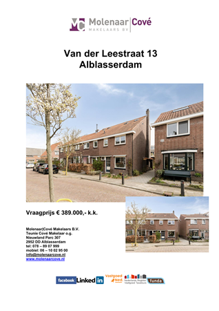 Brochure preview - Brochure Van der Leestraat 13 Alblasserdam.pdf