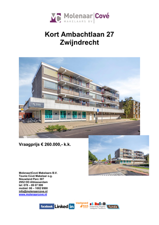Brochure preview - Brochure Kort Ambachtlaan 27 Zwijndrecht.pdf