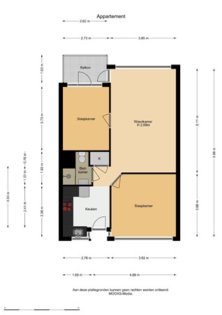 Floorplan - Kortgenestraat 57, 3086 JD Rotterdam