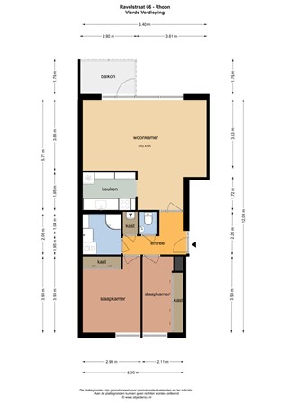 Floorplan - Ravelstraat 66, 3161 WE Rhoon