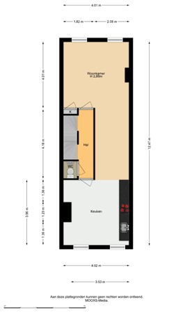 Floorplan - Cornelis Trompstraat 6B02, 3071 XV Rotterdam