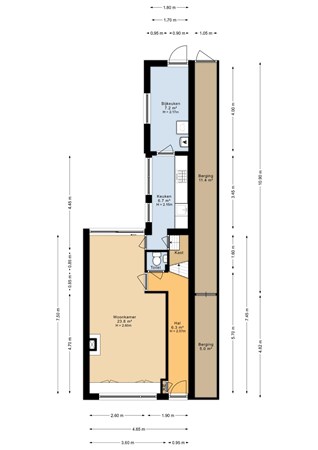 Van Loonstraat 95A, 8932 AP Leeuwarden - Van loonstraat 95a - Begane grond - 2D.jpg