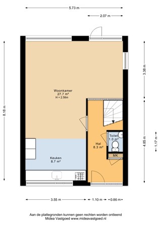 P J Oudplein 22, 8802 RK Franeker - P J Oudplein 22 - Begane grond - 2D.jpg