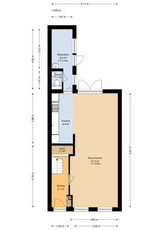 Steijnstraat 13, 8917 BV Leeuwarden - Begane grond - 2D.jpg