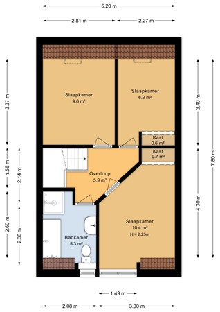 Steijnstraat 13, 8917 BV Leeuwarden - Eerste verdieping - 2D.jpg