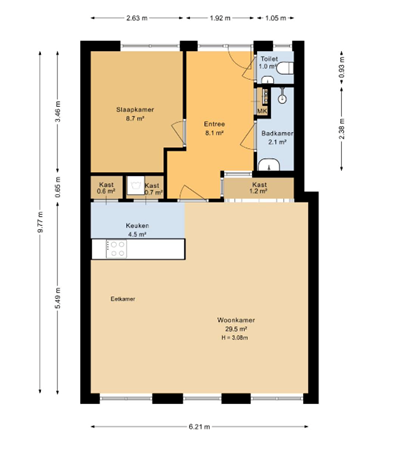 Kraaipanstraat 56E, 1091 PM Amsterdam - plattegrond kraaipanstraat 56E.png
