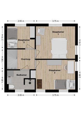 Schoolstraat 21, 4254 AK Sleeuwijk - Plattegrond Schoolstraat 21 Sleeuwijk Verdieping.jpg