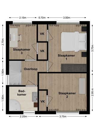 Graaf van Hornelaan 20, 4251 GK Werkendam - Plattegrond Graaf van Hornelaan 20 Werkendam Verdieping.jpg