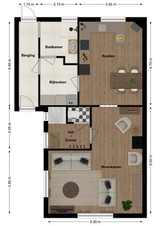 Schoolstraat 12, 4254 AL Sleeuwijk - Plattegrond Schoolstraat 12 Sleeuwijk Begane grond.jpg