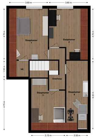 Schoolstraat 12, 4254 AL Sleeuwijk - Plattegrond Schoolstraat 12 Sleeuwijk Verdieping.jpg