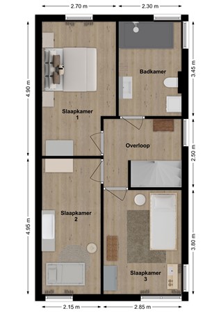 Woudrichemseweg 1D, 4286 LA Almkerk - Plattegrond Woudrichemseweg 1D Almkerk Verdieping.jpg