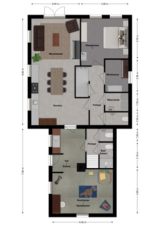 Maasdijk 77, 5307 HN Poederoijen - Plattegrond Maasdijk 77 Poederoijen Dijkniveau.jpg