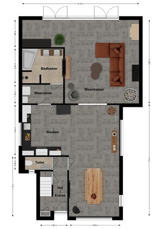 Dorpsstraat 26, 4284 EH Rijswijk (Nb) - Plattegrond Dorpsstraat 26 Rijswijk NB Begane grond.jpg