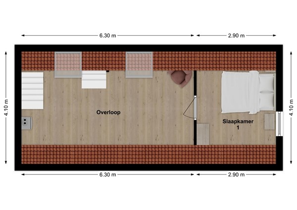 Garnizoenstraat 1, 5256 EK Heusden - Plattegrond Garnizoenstraat 1 Heusden Verdieping.jpg