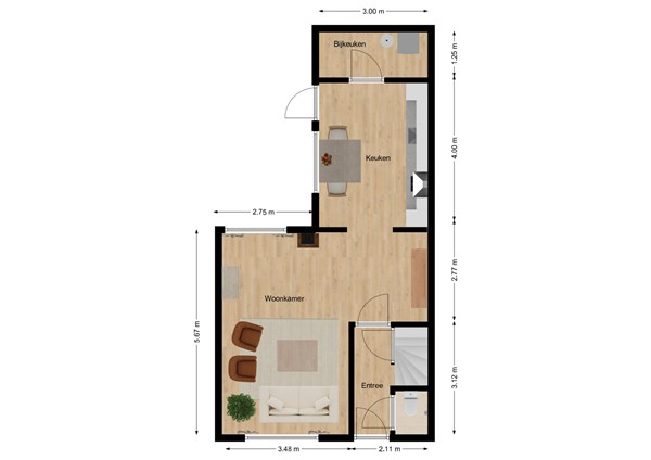 Tulpstraat 22, 4261 CM Wijk en Aalburg - Plattegrond begane grond Tulpstraat 22 Wijk en Aalburg.jpg