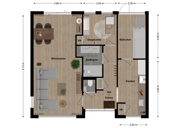 Koningin Emmastraat 3, 4281 NS Andel - Plattegrond begane grond Kon. Emmastraat 3 Andel.jpg