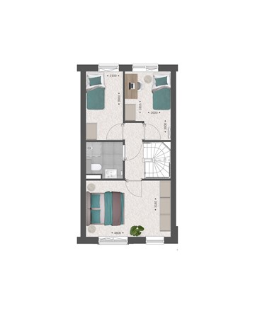 Spits Bouwnummer 288, 4251 RA Werkendam - Plattegrond Type F Verdieping.jpg