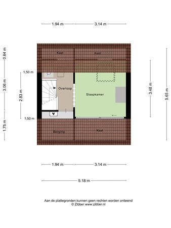 Prins Willem van Oranjestraat 49, 4254 DB Sleeuwijk - Plattegrond Prins Willem van Oranjestraat 49 Sleeuwijk Zolder.jpg