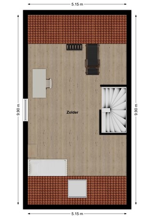 Schenkelkamp 25, 4271 XS Dussen - Plattegrond Schenkelkamp 25 Dussen Zolder.jpg