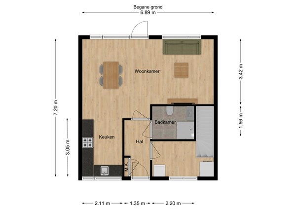 Beethovenstraat 1A, 5165 CL Waspik - 1 - Plattegrond BG.jpg