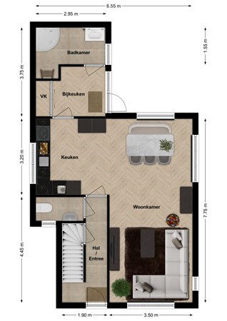 Wilhelminastraat 18, 4281 LN Andel - Plattegrond Wilhelminastraat 18 Andel Begane grond.jpg