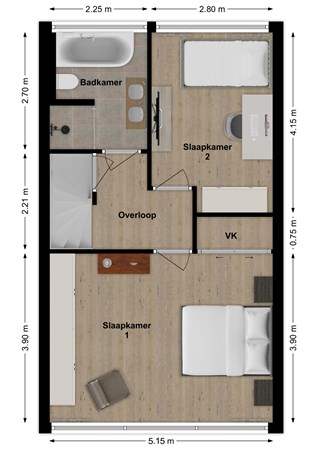 Mart. Van Rijswijkplein 7, 4281 LE Andel - Plattegrond Mart. van Rijswijkplein 7 Andel Verdieping.jpg