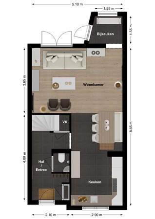 Richter 71, 4251 DA Werkendam - Plattegrond Richter 71 Werkendam Begane grond.jpg