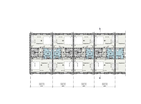 Parallelweg Bouwnummer 2, 4283 GR Giessen - Plattegrond Rijwoningen Verdieping bnr. 1-4.jpg