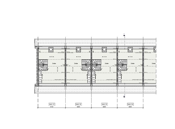 Parallelweg Bouwnummer 2, 4283 GR Giessen - Plattegrond Rijwoningen Zolder bnr. 1-4.jpg