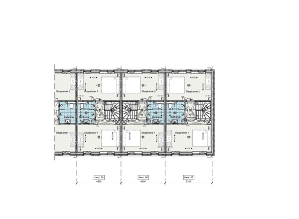 Parallelweg Bouwnummer 2, 4283 GR Giessen - Plattegrond Rijwoningen Verdieping bnr. 5-7.jpg