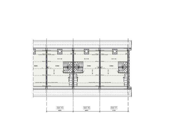 Parallelweg Bouwnummer 2, 4283 GR Giessen - Plattegrond Rijwoningen Zolder bnr. 5-7.jpg