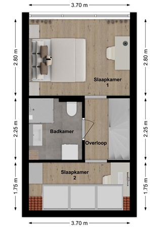 Oudendijk 7B, 4285 WG Woudrichem - Plattegrond Oudendijk 7b Woudrichem Verdieping.jpg