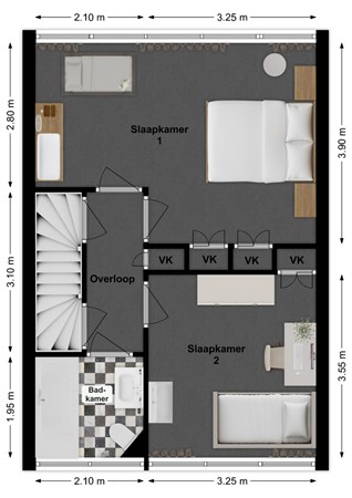 Burgemeester H.Blokstraat 23, 4286 CB Almkerk - Plattegrond Burgemeester H. Blokstraat 23 Almkerk Verdieping.jpg