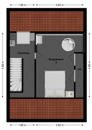 Burgemeester H.Blokstraat 23, 4286 CB Almkerk - Plattegrond Burgemeester H. Blokstraat 23 Almkerk Zolder.jpg