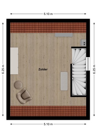 Kastanjestraat 31, 4266 EJ Eethen - Plattegrond Kastanjestraat 31 Eethen Zolder.jpg