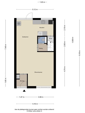 Galgenweg 71, 4761 KR Zevenbergen - Plattegrond begane grond.jpg