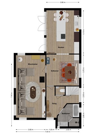 Groenendijk 8, 4285 WB Woudrichem - Plattegrond Groenendijk 8 Woudrichem Begane grond.jpg