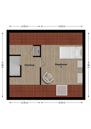 Schoolstraat 13, 4254 AK Sleeuwijk - Plattegrond Schoolstraat 13 Sleeuwijk Zolder.jpg