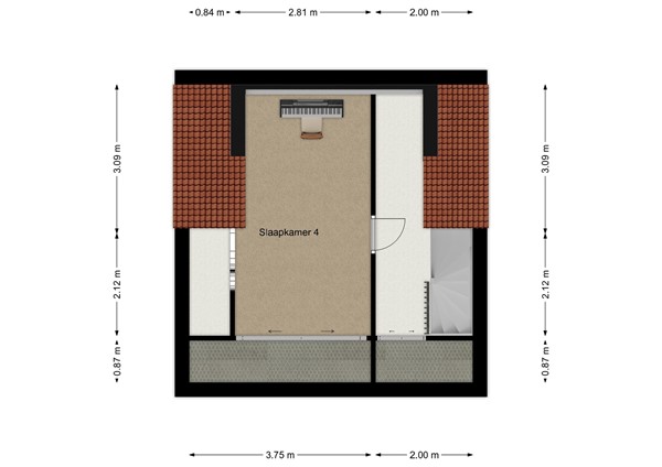 Wierinxwal 5, 4251 XK Werkendam - Plattegrond zolder.jpg
