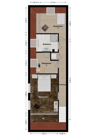 Mr S. Naaijenstraat 3, 4281 NL Andel - Plattegrond Meester S. Naaijenstraat 3 Andel Verdieping.jpg