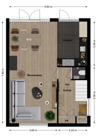 Donkerstraat 12, 5308 KB Aalst - Plattegrond Donkerstraat 12 Aalst Begane grond.jpg