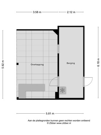 Juliana van Stolbergstraat 69, 4264 SV Veen - Plattegrond Juliana van Stolbergstraat 69 Veen Berging + overkapping.jpg