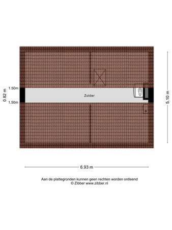 Notenlaan 76, 4254 CE Sleeuwijk - Plattegrond Notenlaan 76 Sleeuwijk Zolder.jpg