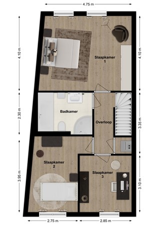 Goudenregenhof 9, 4285 DK Woudrichem - Plattegrond Goudenregenhof 9 Woudrichem Verdieping.jpg