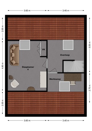Sportlaan 48, 4251 GD Werkendam - Plattegrond Sportlaan 48 Werkendam Zolder.jpg
