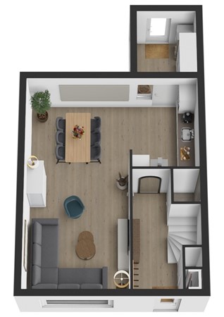 De Ridderstraat 8, 4286 BR Almkerk - Plattegrond 3D De Ridderstraat 8 Almkerk Begane grond.jpg